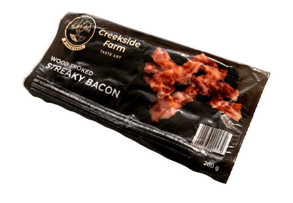 Creekside Farm wood smoked streaky bacon pack